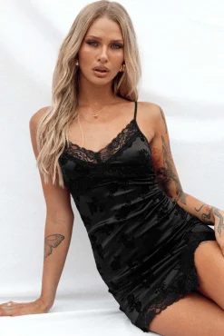 Princess Polly Motel Coti Mini Dressrose Flock Black Cheap