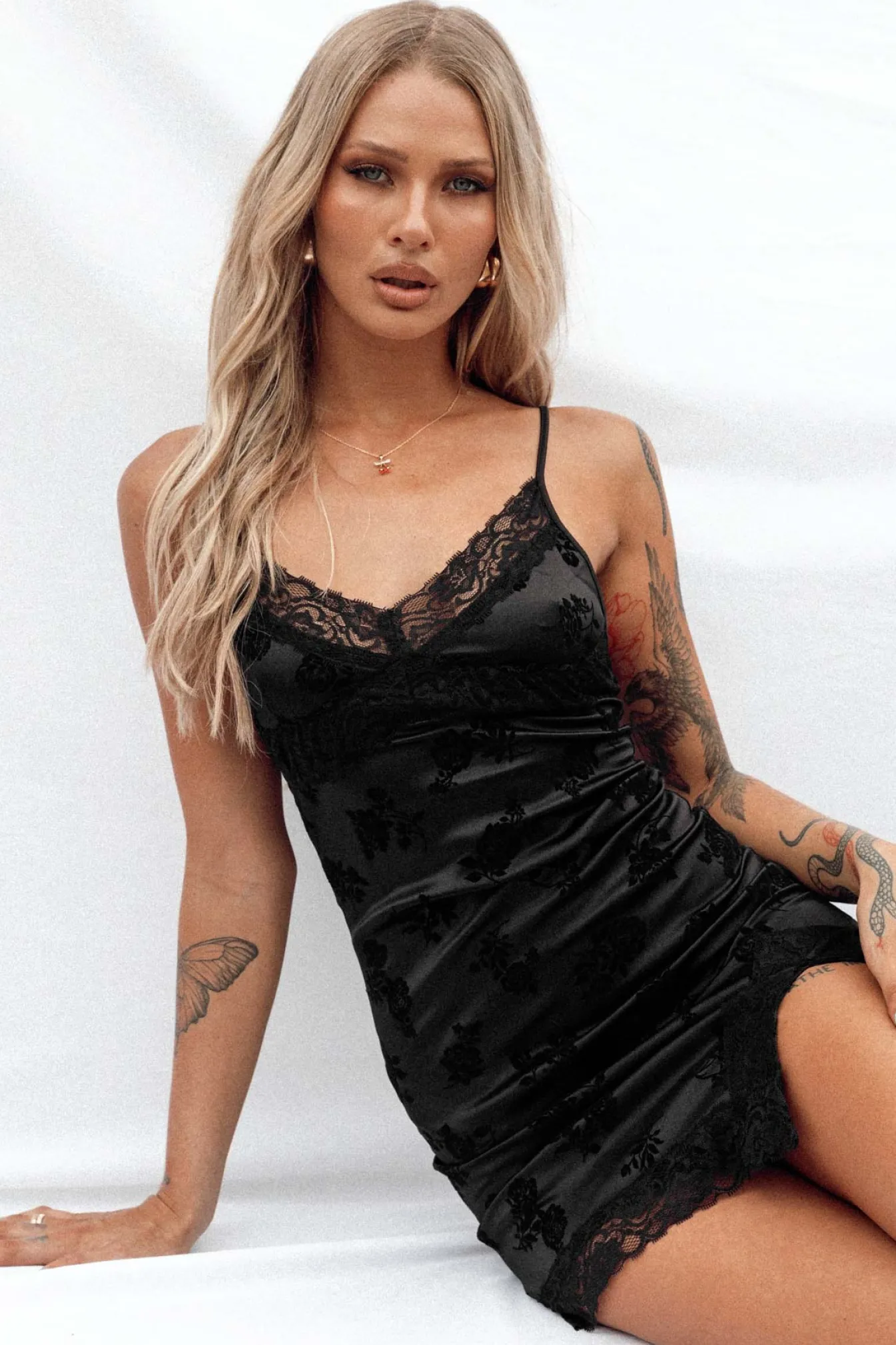 Princess Polly Motel Coti Mini Dressrose Flock Black Cheap