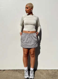 Princess Polly Motel Eichi Skirt Silver Hot