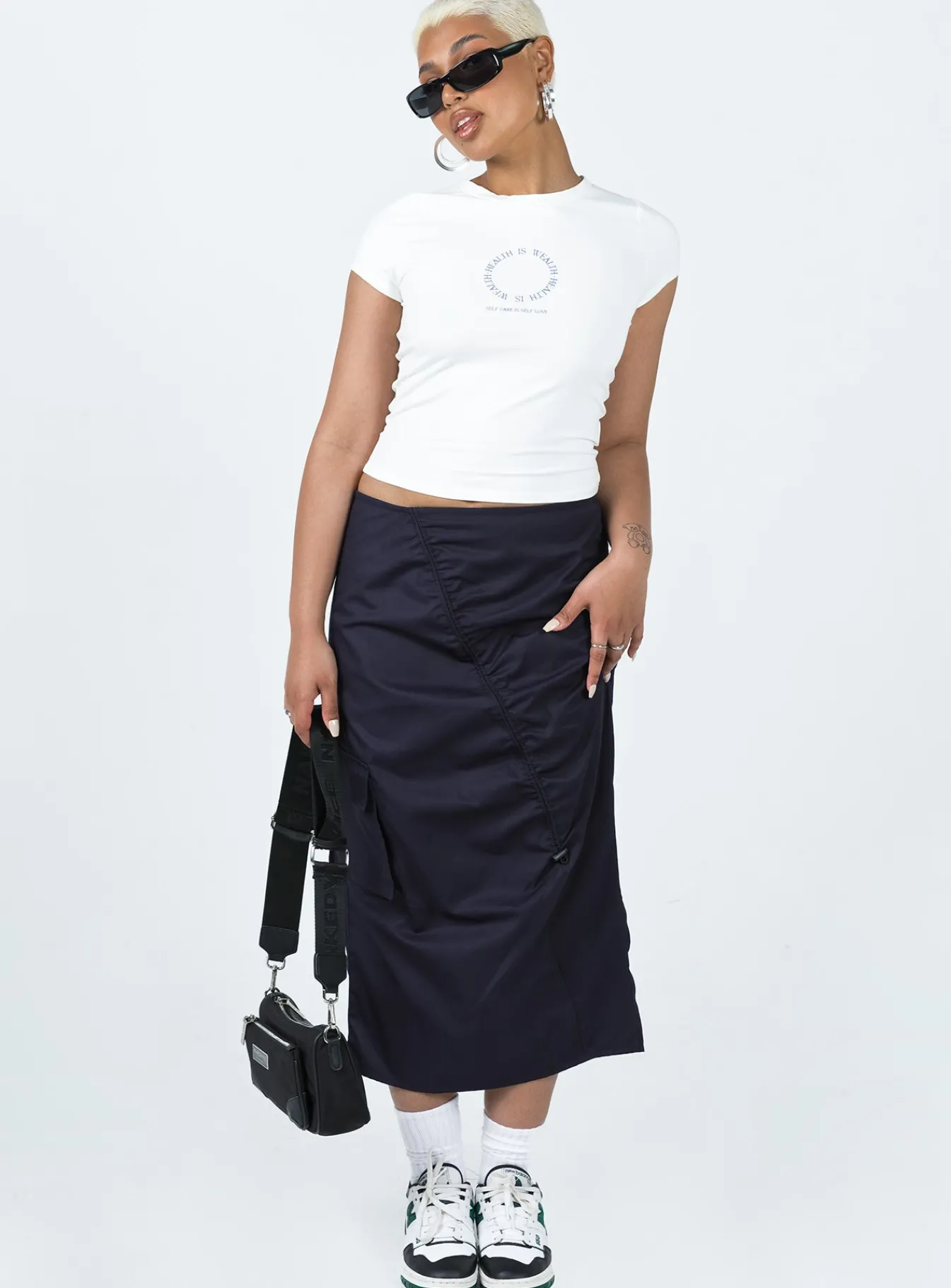 Princess Polly Motel Enore Skirt Navy Fashion
