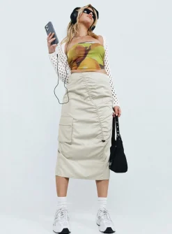 Princess Polly Motel Enore Skirt  Oat Sale