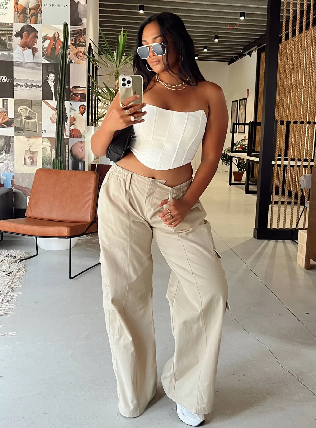Princess Polly Motel Hansa Trouser Panama Ecru Cream Outlet