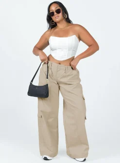 Princess Polly Motel Hansa Trouser Panama Ecru Cream Outlet