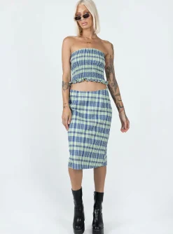 Princess Polly Motel Harriet Skirt Colourpop Check  Blue Online