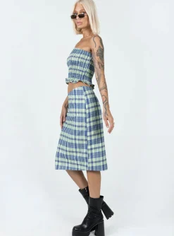 Princess Polly Motel Harriet Skirt Colourpop Check  Blue Online