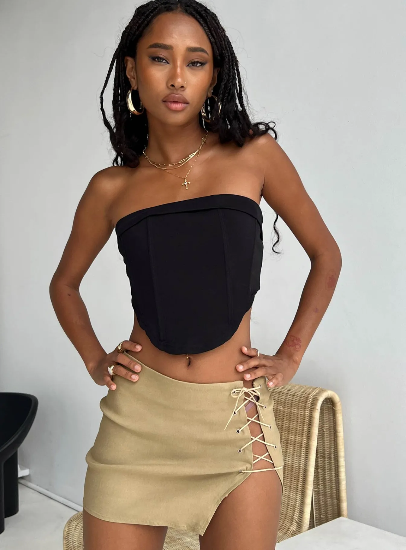 Princess Polly Motel Iram Skirt Tan Hot