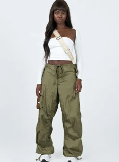 Princess Polly Motel Juwan Trouser Parachute Green Sale
