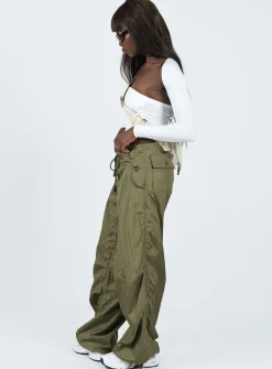 Princess Polly Motel Juwan Trouser Parachute Green Sale