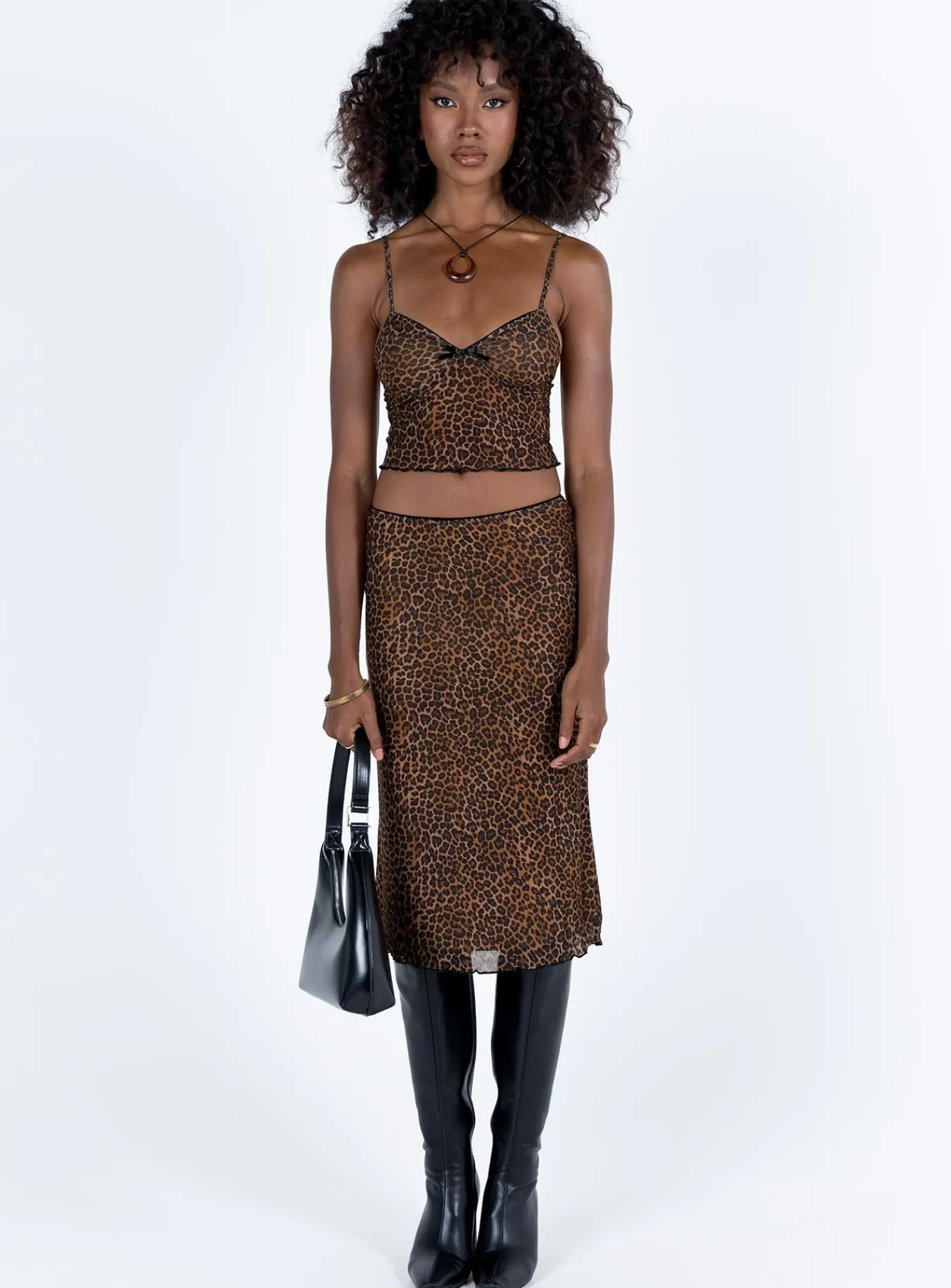 Princess Polly Motel Kasilia Cami Top Mesh Leopard Hot