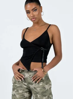 Princess Polly Motel Lazlo Top  Black Outlet