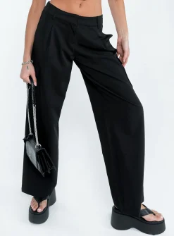 Princess Polly Motel Low Rise Abba Cargo  Black Hot