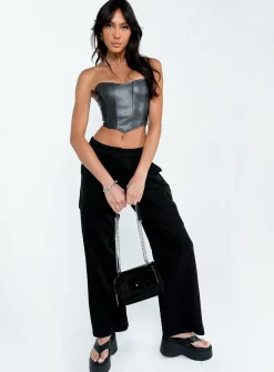 Princess Polly Motel Low Rise Abba Cargo  Black Hot