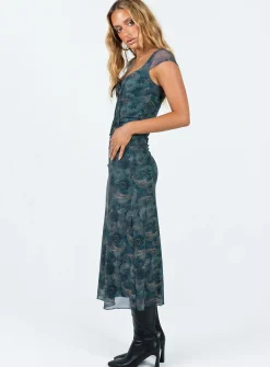 Princess Polly Motel Lunama Dress Tonalpaisley Blue Sale