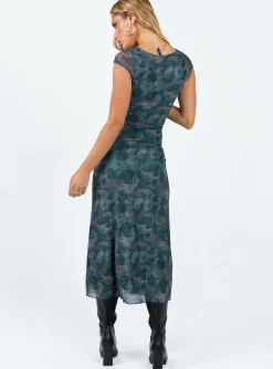 Princess Polly Motel Lunama Dress Tonalpaisley Blue Sale
