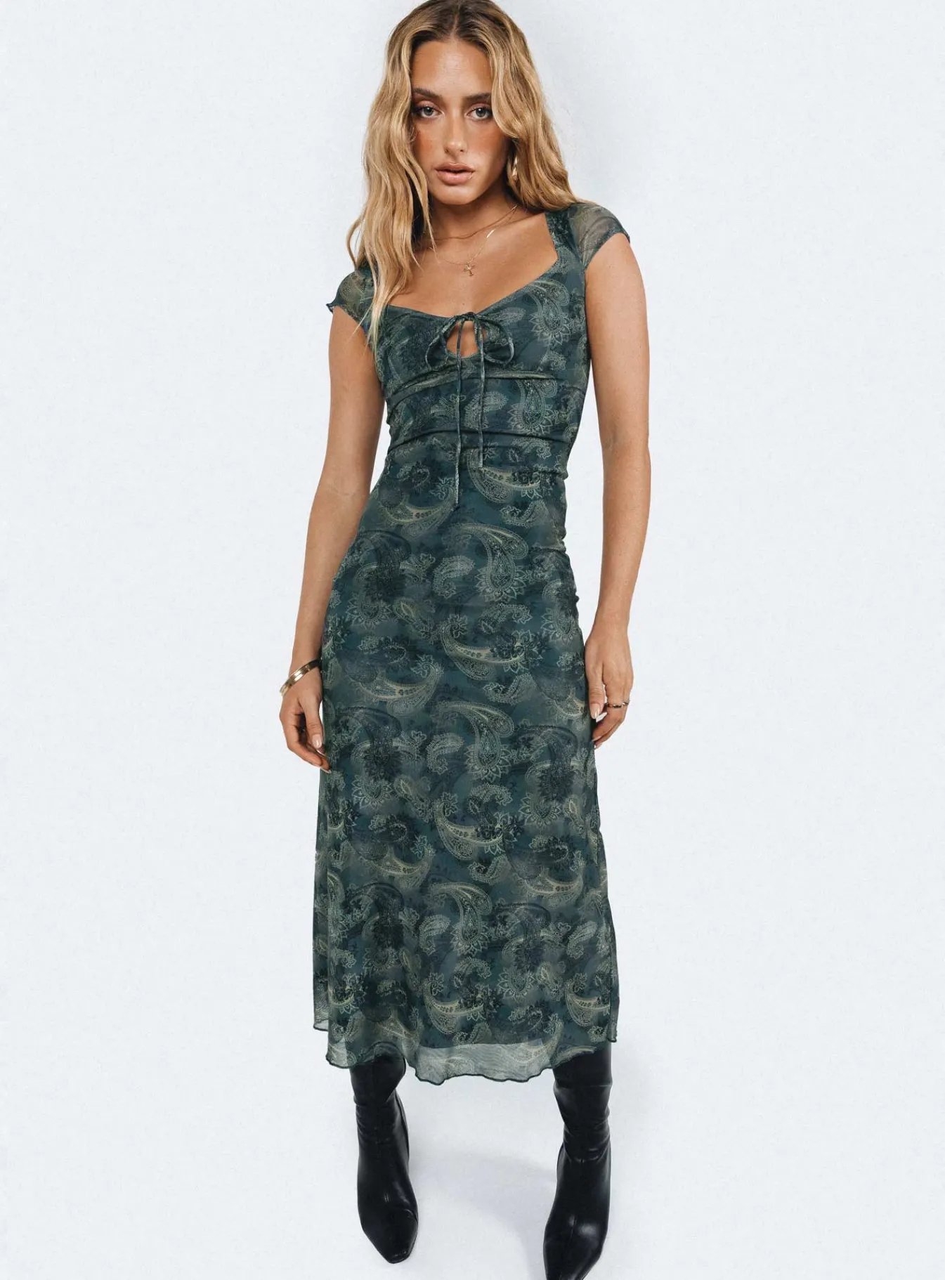 Princess Polly Motel Lunama Dress Tonalpaisley Blue Sale