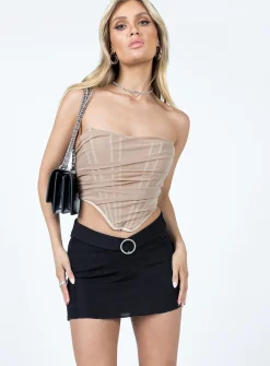 Princess Polly Motel Manchi Skirt  Black Clearance