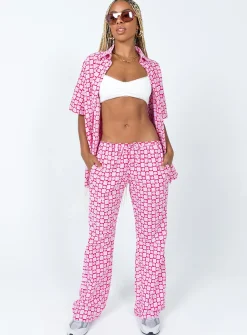 Princess Polly Motel Michita Shirt Apple Check Blush  Red Cheap