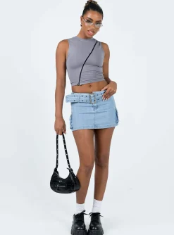 Princess Polly Motel Mozi Top  Grey Discount
