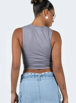 Princess Polly Motel Mozi Top  Grey Discount