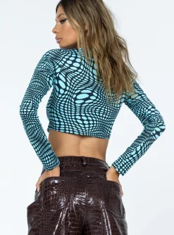 Princess Polly Motel Natta Top Optic Polka  Blue Shop