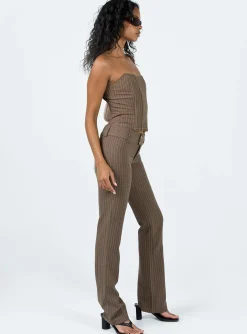 Princess Polly Motel Navida Trouser Pinstripe Brown Best Sale