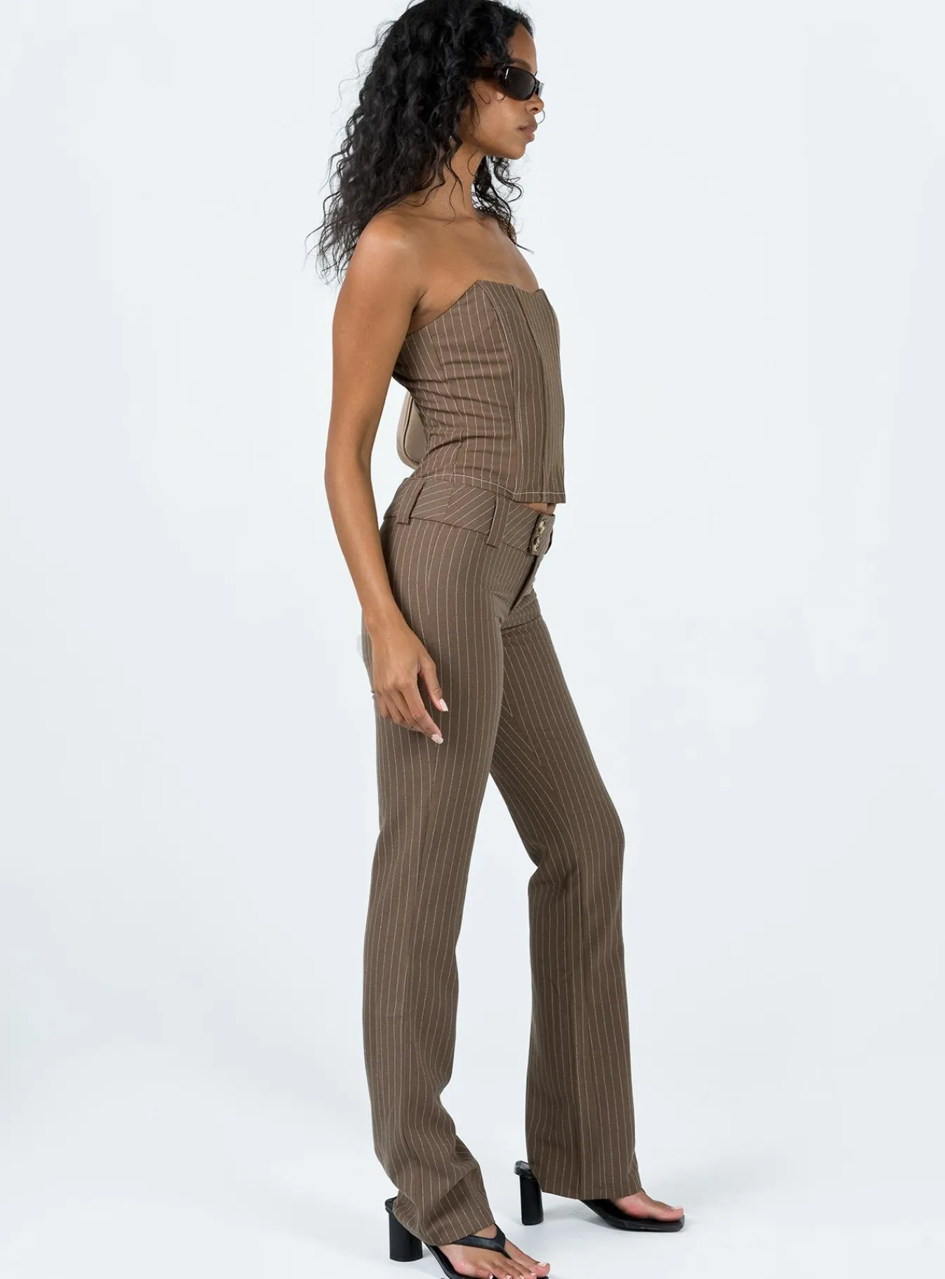 Princess Polly Motel Navida Trouser Pinstripe Brown Best Sale