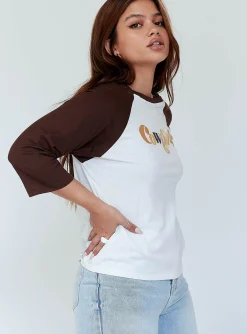 Princess Polly Motel Nexo Tee Cowgirl Brown   White / Brown Outlet