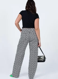 Princess Polly Motel Parallel Jeans Optic Square  Black / White Hot
