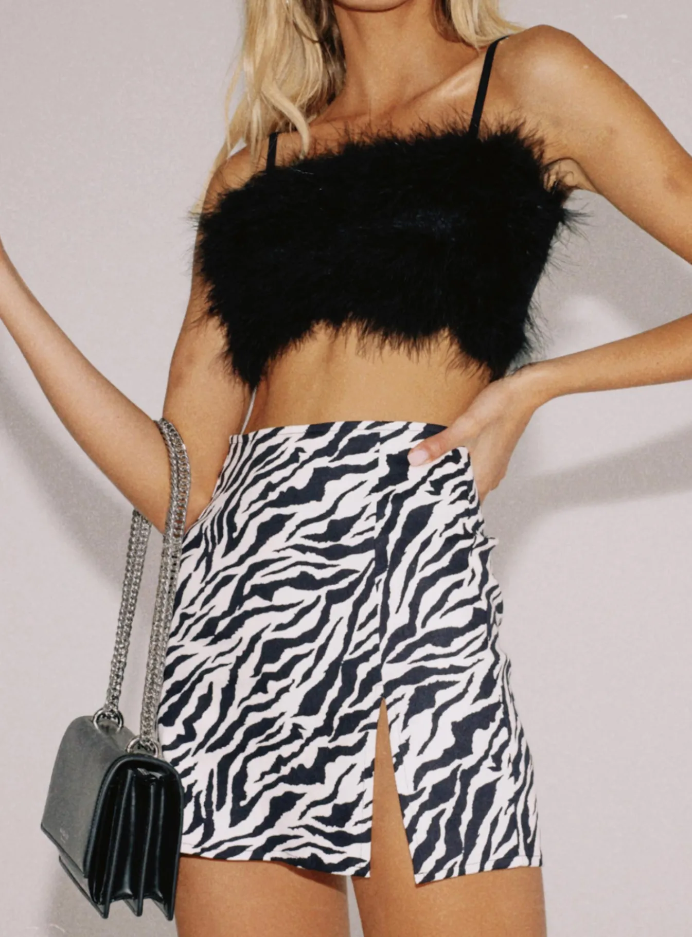 Princess Polly Motel Pelmet Skirt 90'S Zebra Black &Amp; White Black & White Clearance