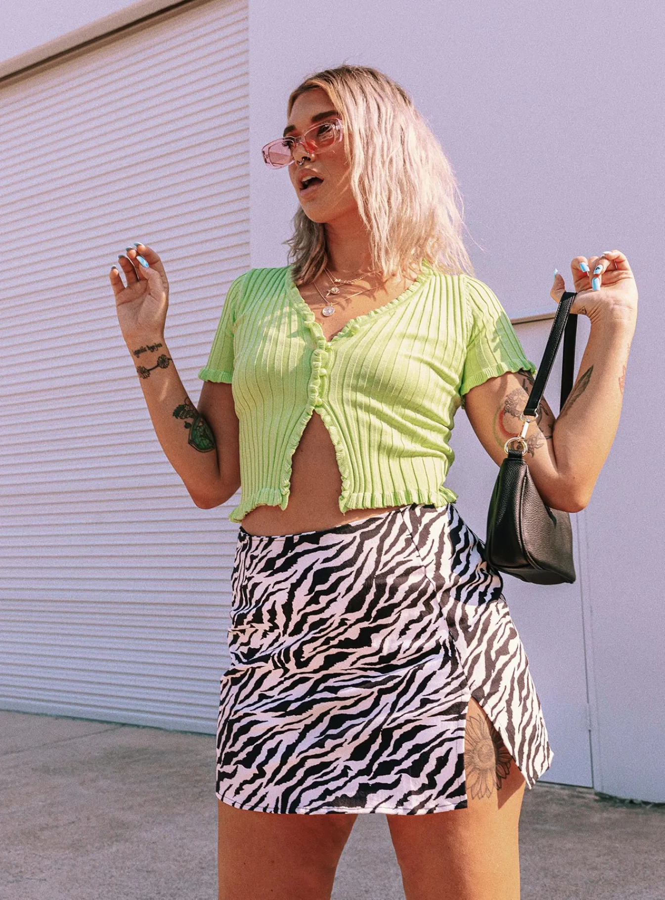 Princess Polly Motel Pelmet Skirt 90'S Zebra Black &Amp; White Black & White Clearance