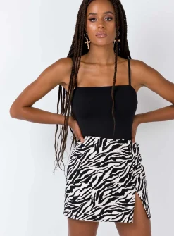 Princess Polly Motel Pelmet Skirt 90'S Zebra Black &Amp; White Black & White Clearance
