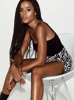 Princess Polly Motel Pelmet Skirt 90'S Zebra Black &Amp; White Black & White Clearance
