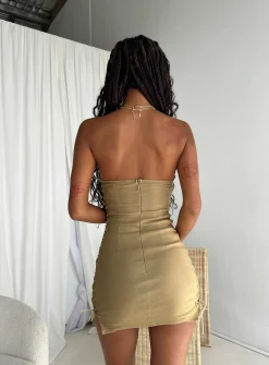 Princess Polly Motel Sanvi Mini Dress  Tan Hot