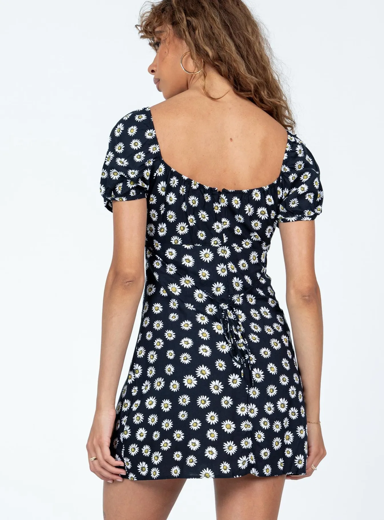 Princess Polly Motel Sasi Mini Dress Grunge Daisy Black Fashion