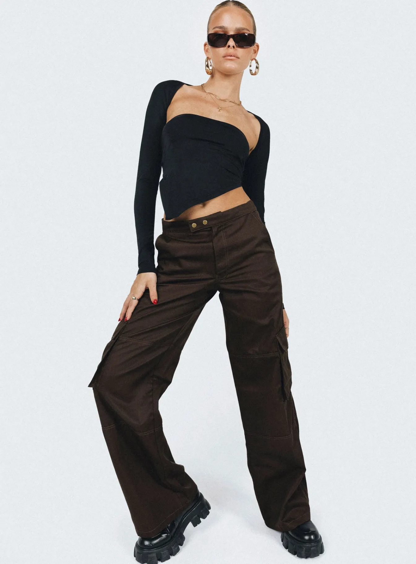 Princess Polly Motel Saul Trouser Dark Brown Cheap