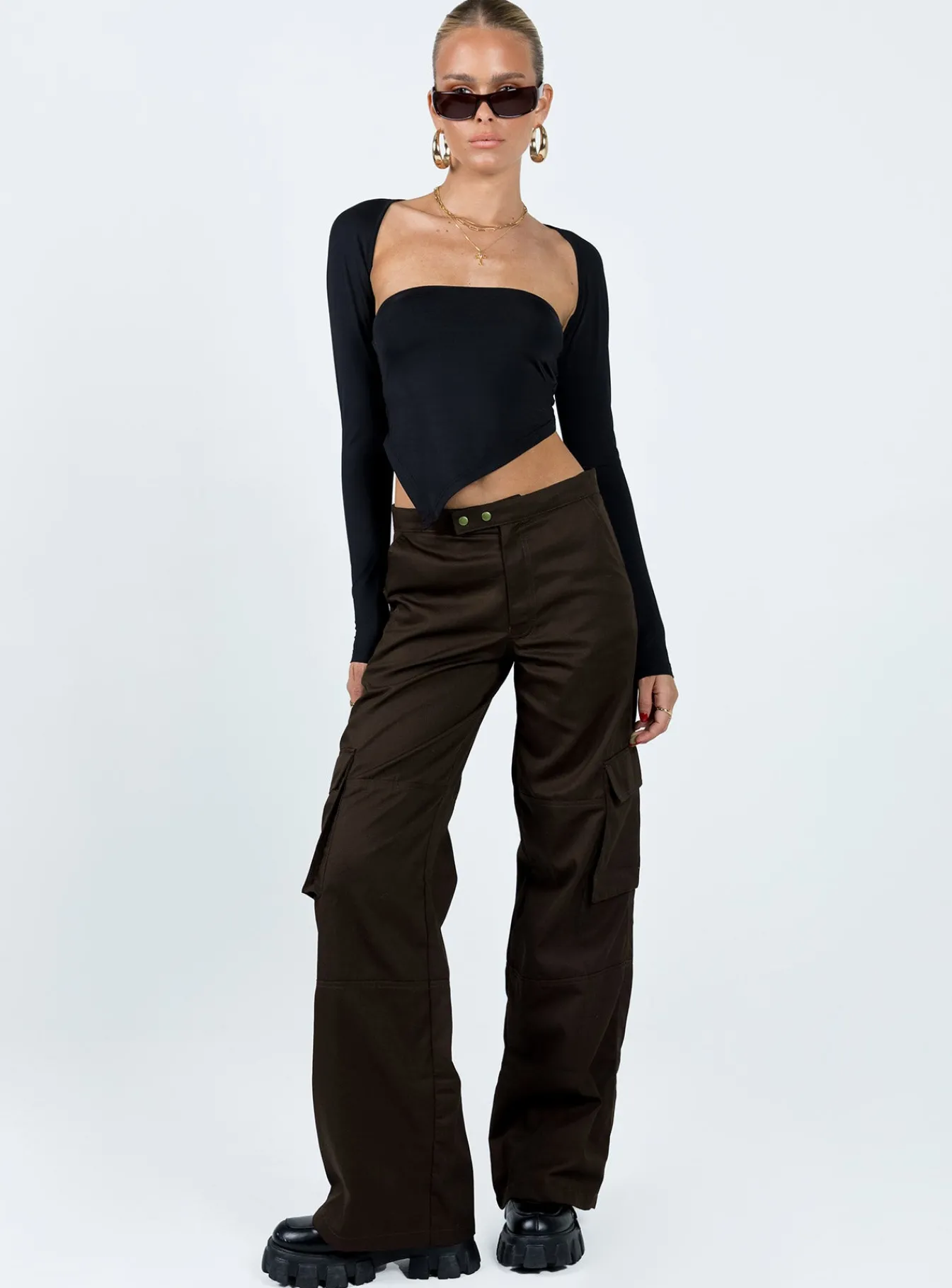 Princess Polly Motel Saul Trouser Dark Brown Cheap