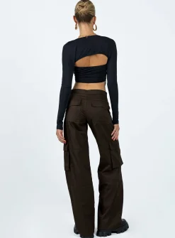 Princess Polly Motel Saul Trouser Dark Brown Cheap