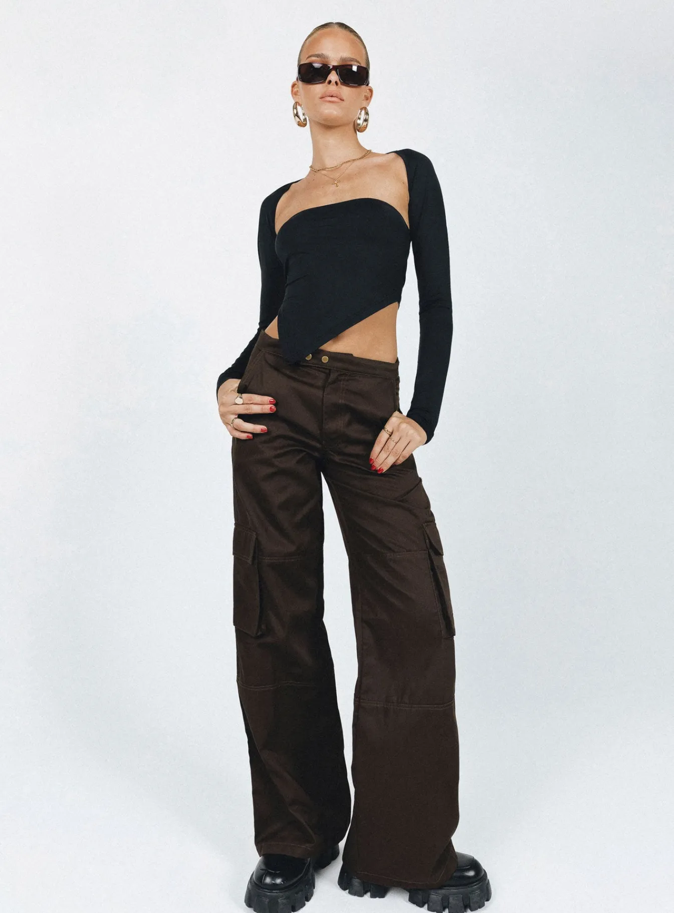Princess Polly Motel Saul Trouser Dark Brown Cheap
