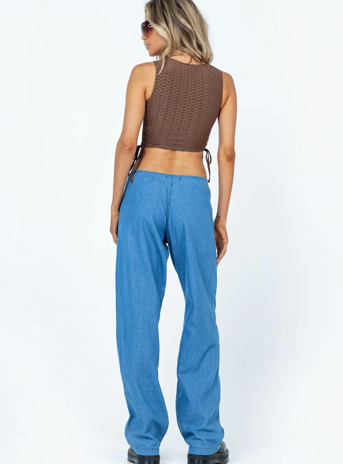 Princess Polly Motel Sedna Trouser Denim Stone Wash Blue Sale