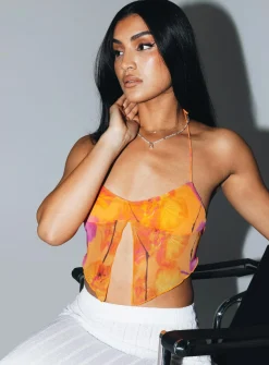 Princess Polly Motel Shaman Top  Orange Discount