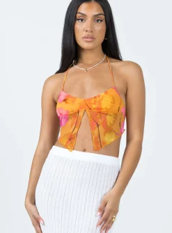 Princess Polly Motel Shaman Top  Orange Discount