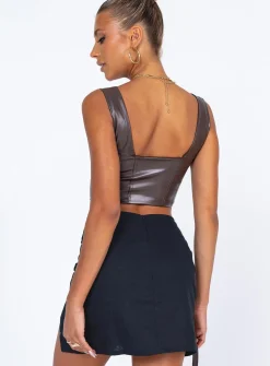 Princess Polly Motel Sheny Mini Skirt  Black Cheap