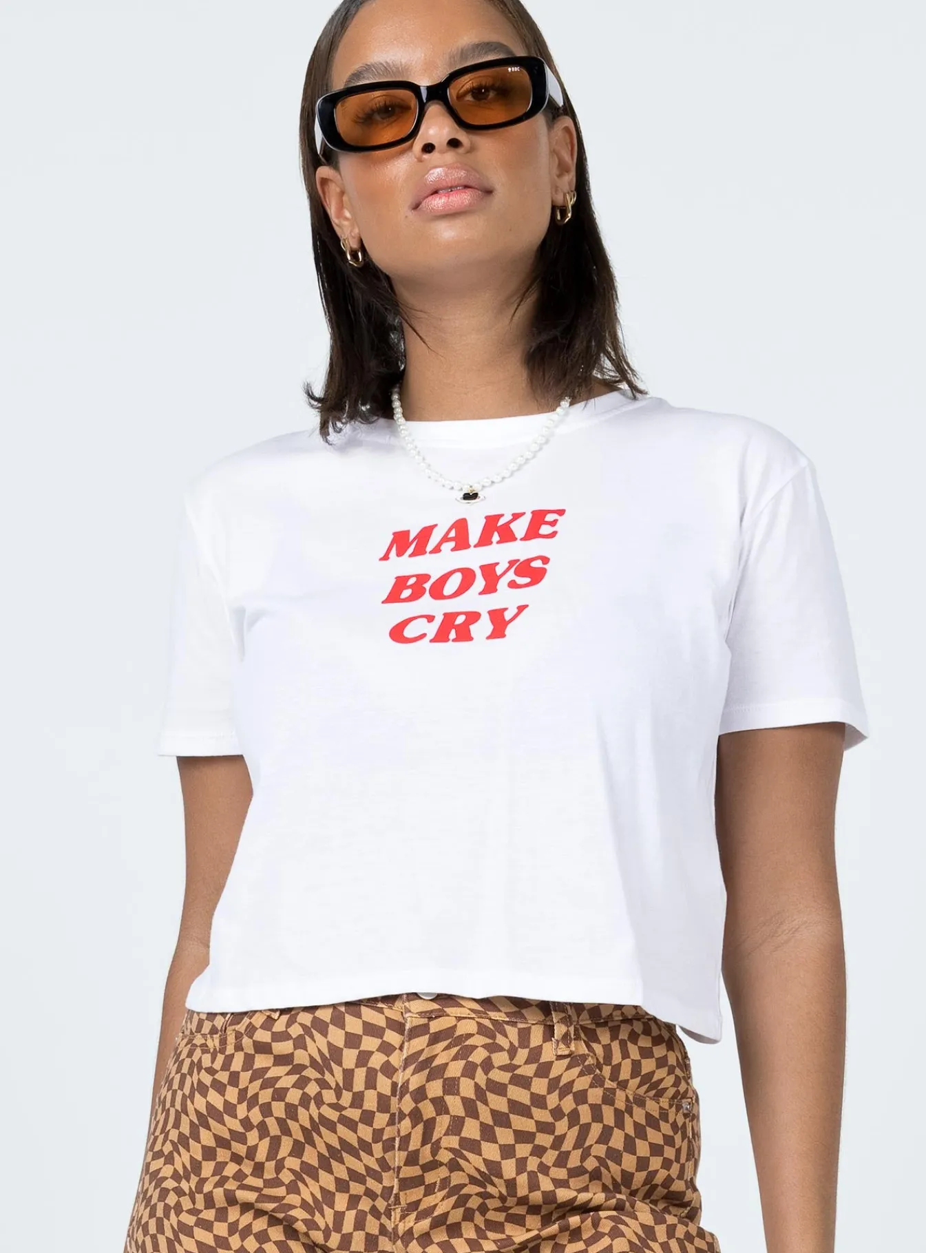 Princess Polly Motel Shrunk Teemake Boys Cry White Flash Sale