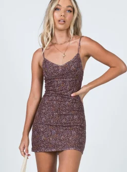 Princess Polly Motel Tintin Dress Flower Garden  Brown Discount