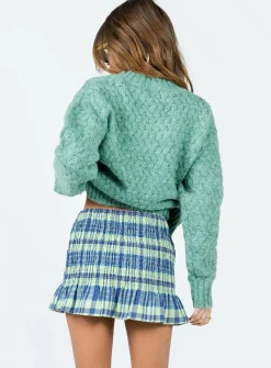 Princess Polly Motel Tylee Skirt Colourpop Check Blue Store