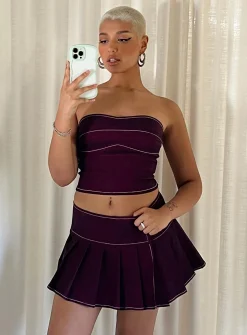 Princess Polly Motel Zabini Skirt  Burgundy Shop