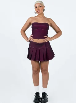 Princess Polly Motel Zabini Skirt Burgundy Shop