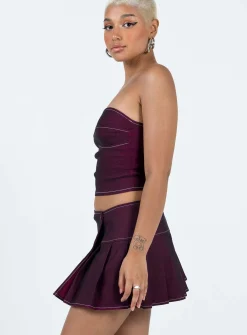 Princess Polly Motel Zabini Skirt Burgundy Shop