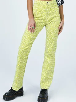 Princess Polly Motel Zoven Trousergeo Retro   Green Cheap