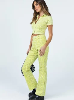 Princess Polly Motel Zoven Trousergeo Retro   Green Cheap